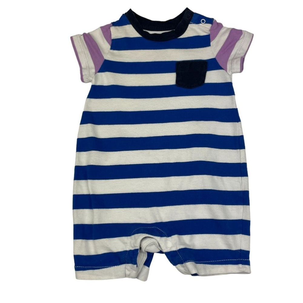 Gap Romper Babies 3-6 Months Multicolor Striped Cotton Short Sleeve Crew Neck